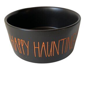 Rae Dunn Artisan by Magenta Halloween "Happy Haunting" Black Ceramic Dog Bowl